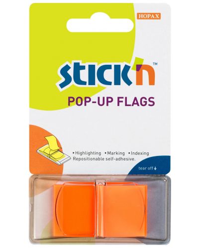 Самозалепващи се листчета Stick'n - 45 x 25 mm, оранжеви, 50 листа - 1