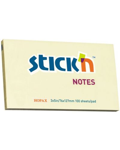 Самозалепващи се листчета Stick'n - 76 x 127 mm, жълти, 100 листа - 1