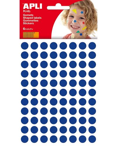 Самозалепващи стикери Apli - Кръгчета, сини, 10.5 mm, 588 броя - 1