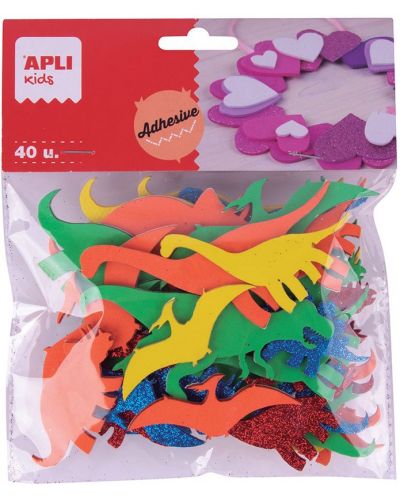 Самозалепващи динозаври Apli Kids - 40 броя, различни цветове - 1