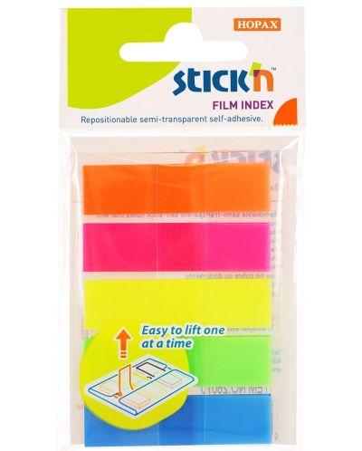 Самозалепващи се листчета Stick'n - 45 x 12 mm, 5 цвята, 100 броя - 1