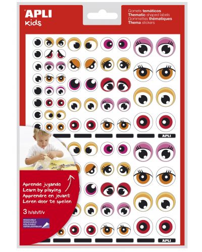Самозалепващи стикери Apli - Очички, червени - 1