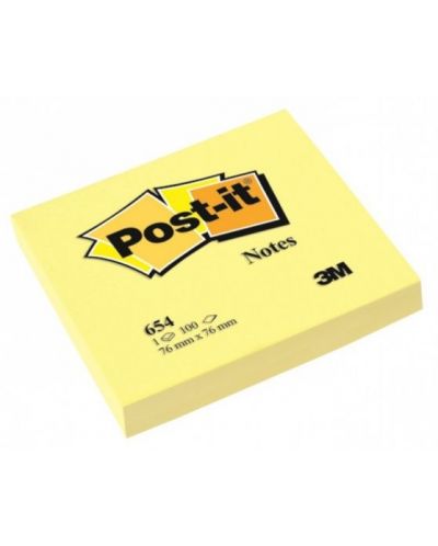 Самозалепващи листчета Post-it - Canary Yellow, 7.6 x 7.6 cm, 100 броя - 1