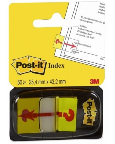 Самозалепващи индекси Post-it - Въпросителна, 2.5 х 4.3 cm, 50 броя - 1