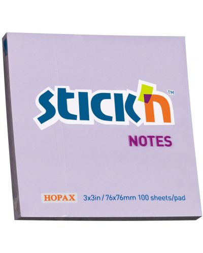 Самозалепващи се листчета Stick'n - 76 x 76 mm, виолетов пастел, 100 листа - 1