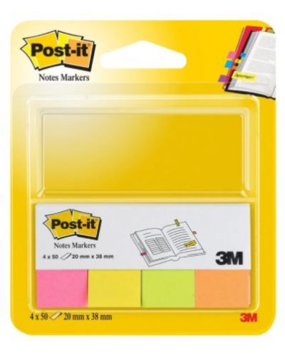 Самозалепващи индекси Post-it 670-4 - Микс неон, 2 х 3.8 cm - 1
