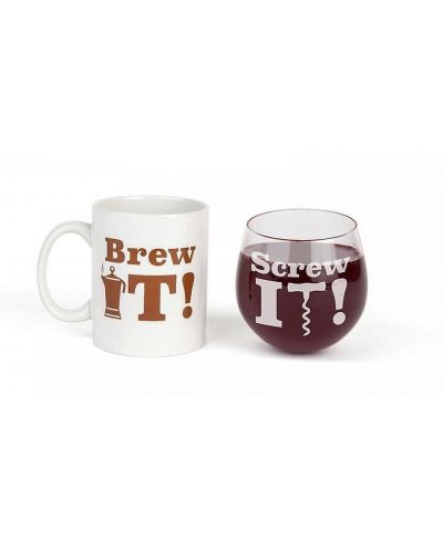 Комплект чаши BigMouth Humor: Coffee - Brew it or Screw it - 1