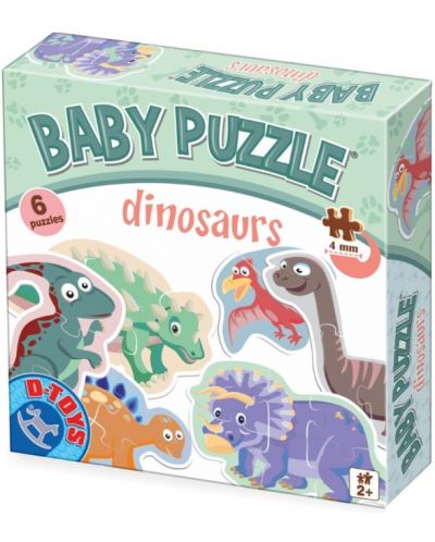Бебешки пъзел D-Toys 6 в 1 - Динозаври - 1