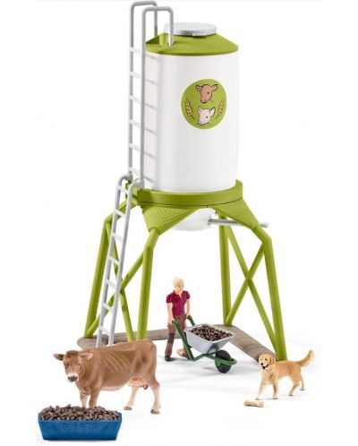 Комплект фигурки Schleich - Силоз за зърно с животни - 3