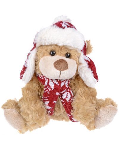 Плюшена играчка Morgenroth Plusch – Меченце с червена плетена шапка и шал, 24 cm - 1