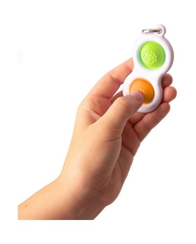 Сензорна играчка-ключодържател Tomy Fat Brain Toys - Simple Dimple, оранжева/зелена - 2