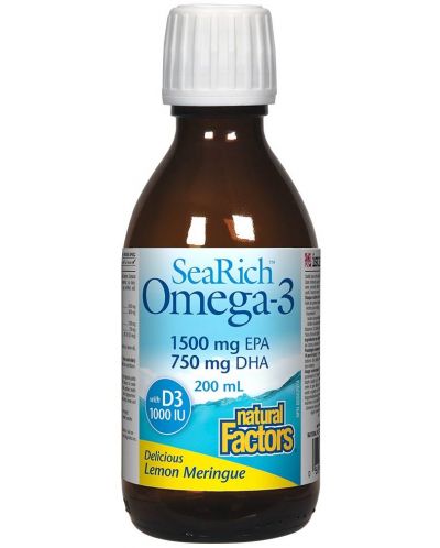 SeaRich Omega-3 with D3, 200 ml, Natural Factors - 1