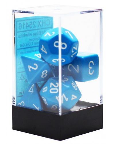 Комплект зарове Chessex Opaque Poly 7 - Light Blue & White (7 бр.) - 1