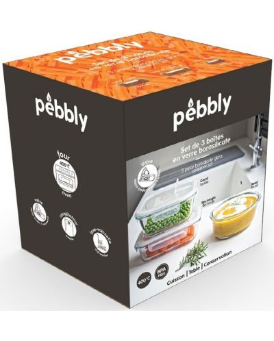 Сет от кутии за храна Pebbly - 3 броя, различни размери - 3