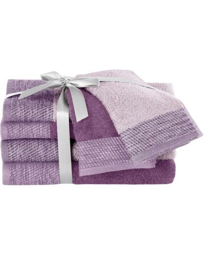 Сет от 6 хавлиени кърпи AmeliaHome - Aria, лилави-розови - 1