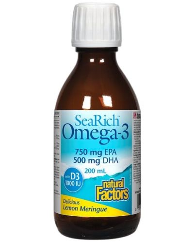 SeaRich Omega-3 with Vitamin D3, 200 ml, Natural Factors - 1