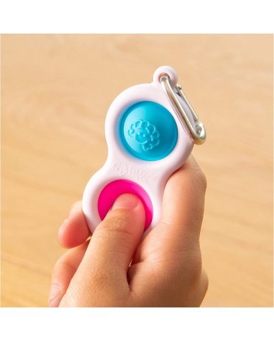 Сензорна играчка-ключодържател Tomy Fat Brain Toys - Simple Dimple, синя/розова - 2