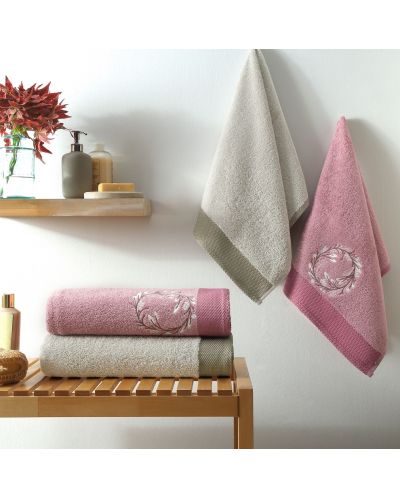 Сет от 4 хавлиени кърпи TAC - Lei Pure, розови/кафяви - 1