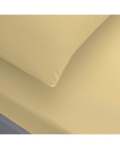 Сет чаршаф с ластик и калъфка TAC - 100% памук Р, за 100 х 200 cm, жълт - 1