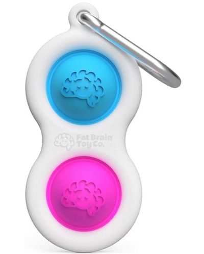 Сензорна играчка-ключодържател Tomy Fat Brain Toys - Simple Dimple, синя/розова - 1