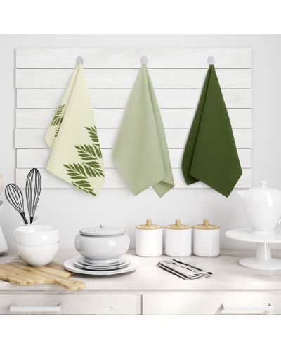 Сет от 3 кухненски кърпи AmeliaHome - Letyy, 50 x 70 cm, зелени - 5