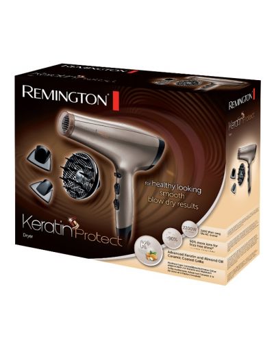 Сешоар Remington - AC8002 Keratin Protect, 2200W, 3 степени, златист - 2