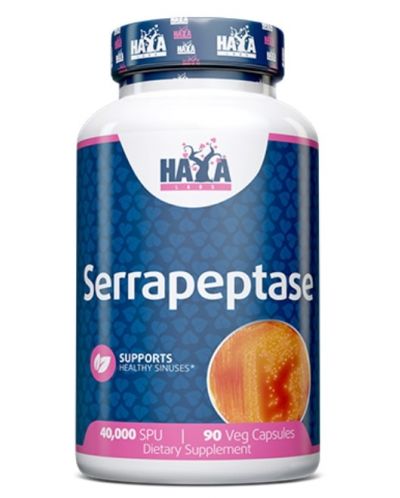 Serrapeptase, 40 000 SPU, 90 капсули, Haya Labs - 1