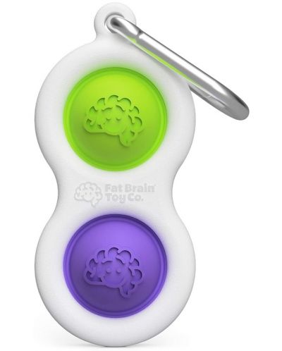 Сензорна играчка-ключодържател Tomy Fat Brain Toys - Simple Dimple, зелена/лилава - 1