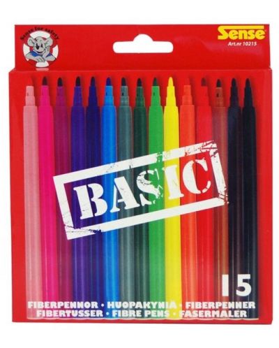 Цветни флумастери Sense Basic – 15 броя - 1