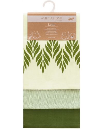 Сет от 3 кухненски кърпи AmeliaHome - Letyy, 50 x 70 cm, зелени - 3