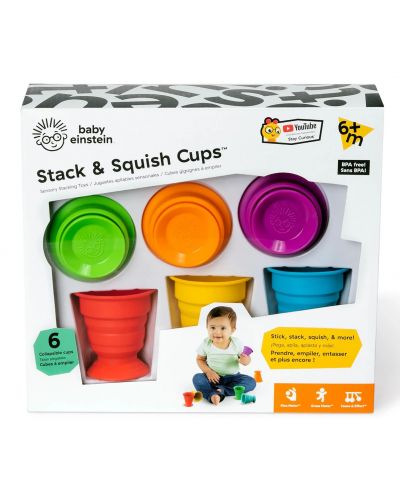 Сензорни играчки за баня Baby Einstein - Stack & Squish Cups - 4