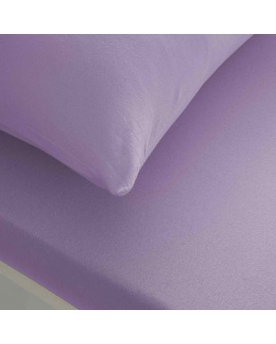 Сет ластичен чаршаф и калъфка TAC - 100% памук, за 100 х 200 cm, лилав - 1