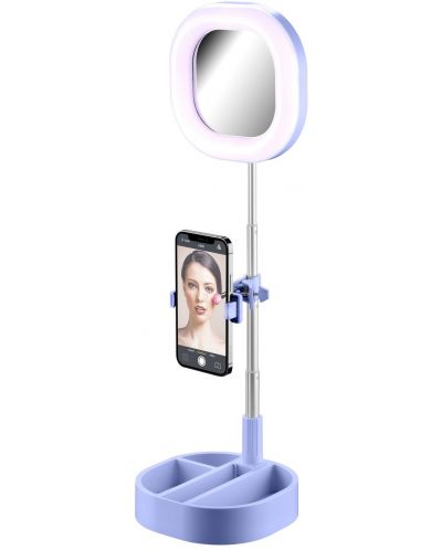 Селфи ринг Cellularline - Selfie Ring Mirror, универсален, бял - 2