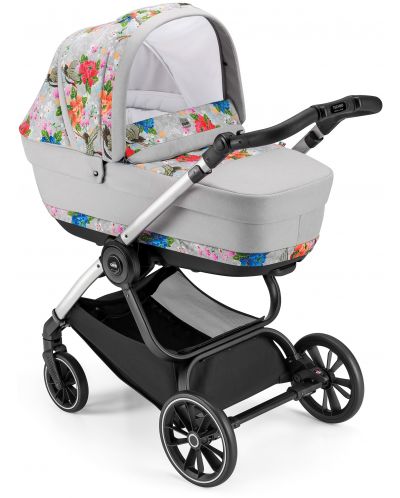 Сет за детска количка Cam - Milano, без шаси, сив с цветя - 1