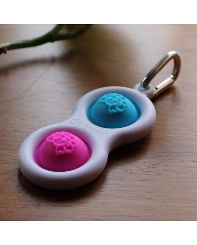 Сензорна играчка-ключодържател Tomy Fat Brain Toys - Simple Dimple, синя/розова - 3