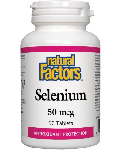 Selenium, 50 mcg, 90 таблетки, Natural Factors - 1
