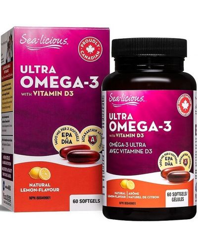 Sea-liciuous Ultra Omega 3 with Vitamin D3, 60 капсули, Natural Factors - 1
