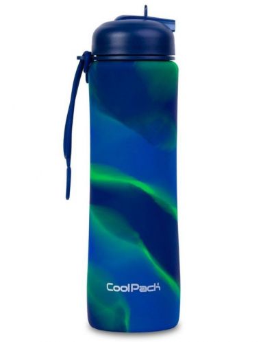 Сгъваема силиконова бутилка Cool Pack Pump - Zebra Blue, 600 ml - 1