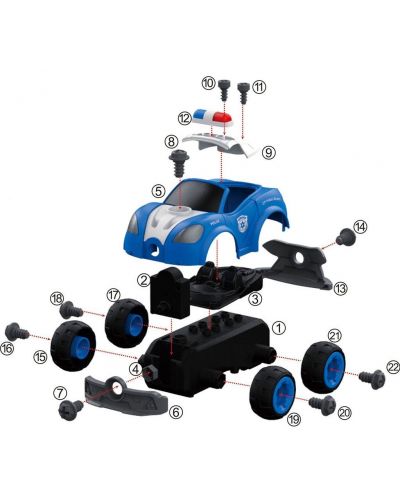 Сглобяема играчка Raya Toys - Полицейска кола City Police - 3