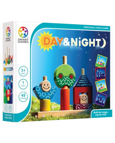 Детска логическа игра Smart Games Preschool Wood - Ден и нощ - 1