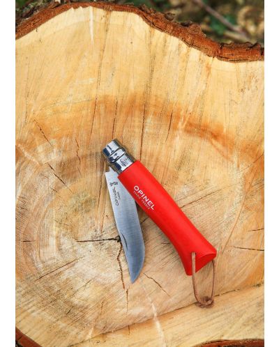 Сгъваем нож Opinel Inox - Colorama, №8, червен - 2