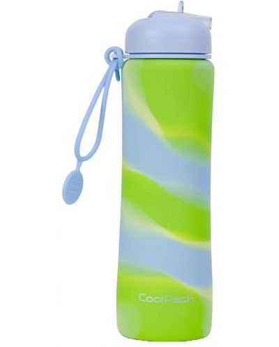 Сгъваема силиконова бутилка Cool Pack Pump - Zebra Lime, 600 ml - 1