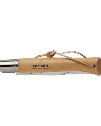 Сгъваем нож Opinel Inox - Giant, 22 cm, бук, с кожена връзка - 2