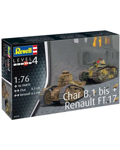 Сглобяем модел Revell Военни: Танкове Char B.1/Renault F17 - 1