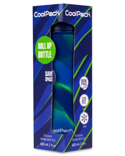 Сгъваема силиконова бутилка Cool Pack Pump - Zebra Blue, 600 ml - 3