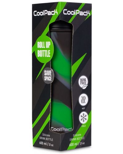 Сгъваема силиконова бутилка Cool Pack Pump - Zebra Green, 600 ml - 3
