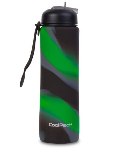 Сгъваема силиконова бутилка Cool Pack Pump - Zebra Green, 600 ml - 1