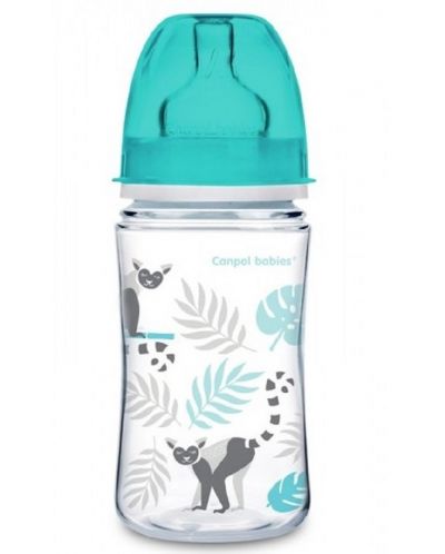 Шише антиколик Canpol - Easy Start Jungle, 240 ml, тюркоаз