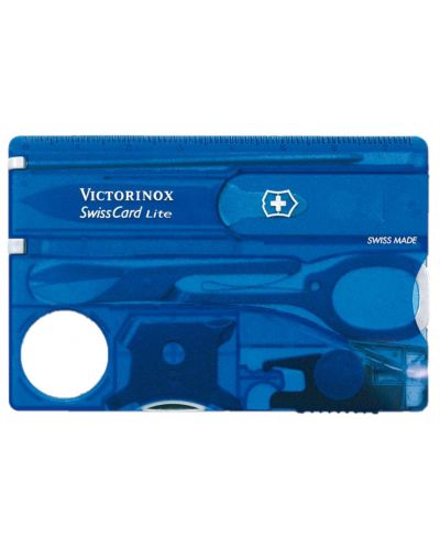 Швейцарски джобен нож-карта Victorinox SwissCard Lite - Син, 13 функции - 1