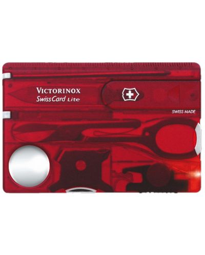 Швейцарски джобен нож-карта Victorinox SwissCard Lite - Червен, 13 функции - 1